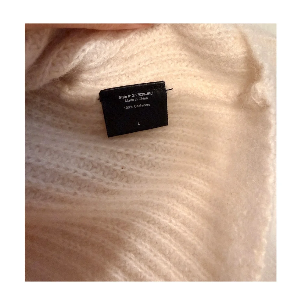 Jenni Kayne L Iconic 100% CASHMERE Fisherman Sweater $425 Ivory Cream White NWT!